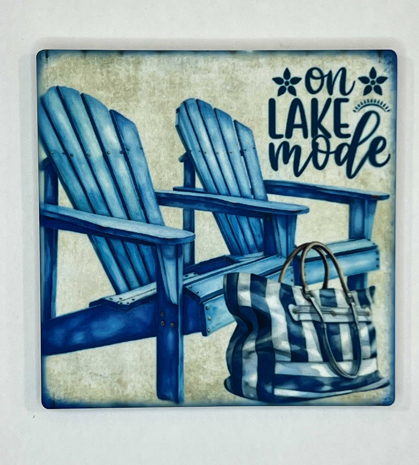 4" Square Ceramic Coaster - Beach, Lake, & Vacation Theme