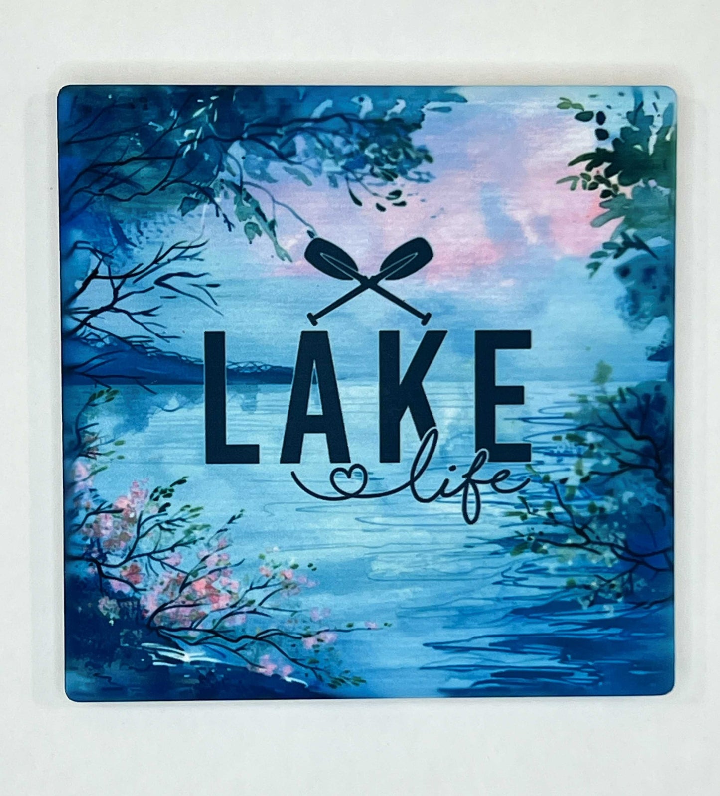 4" Square Ceramic Coaster - Beach, Lake, & Vacation Theme