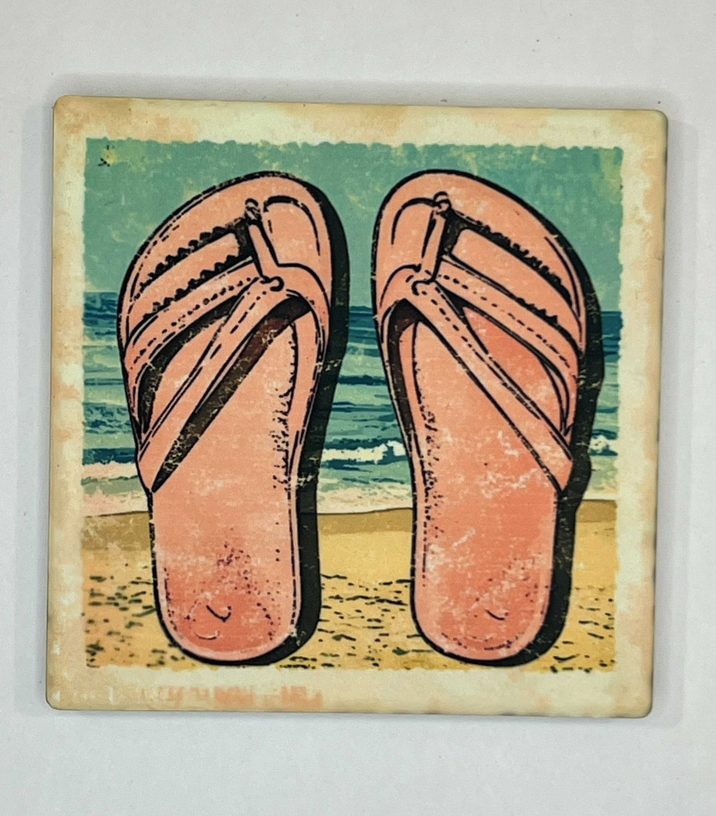4" Square Ceramic Coaster - Retro Theme