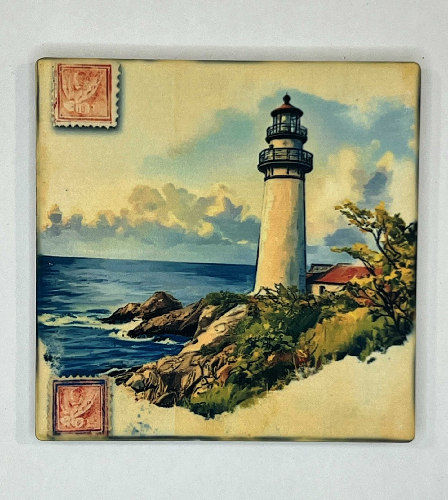 4" Square Ceramic Coaster - Retro Theme
