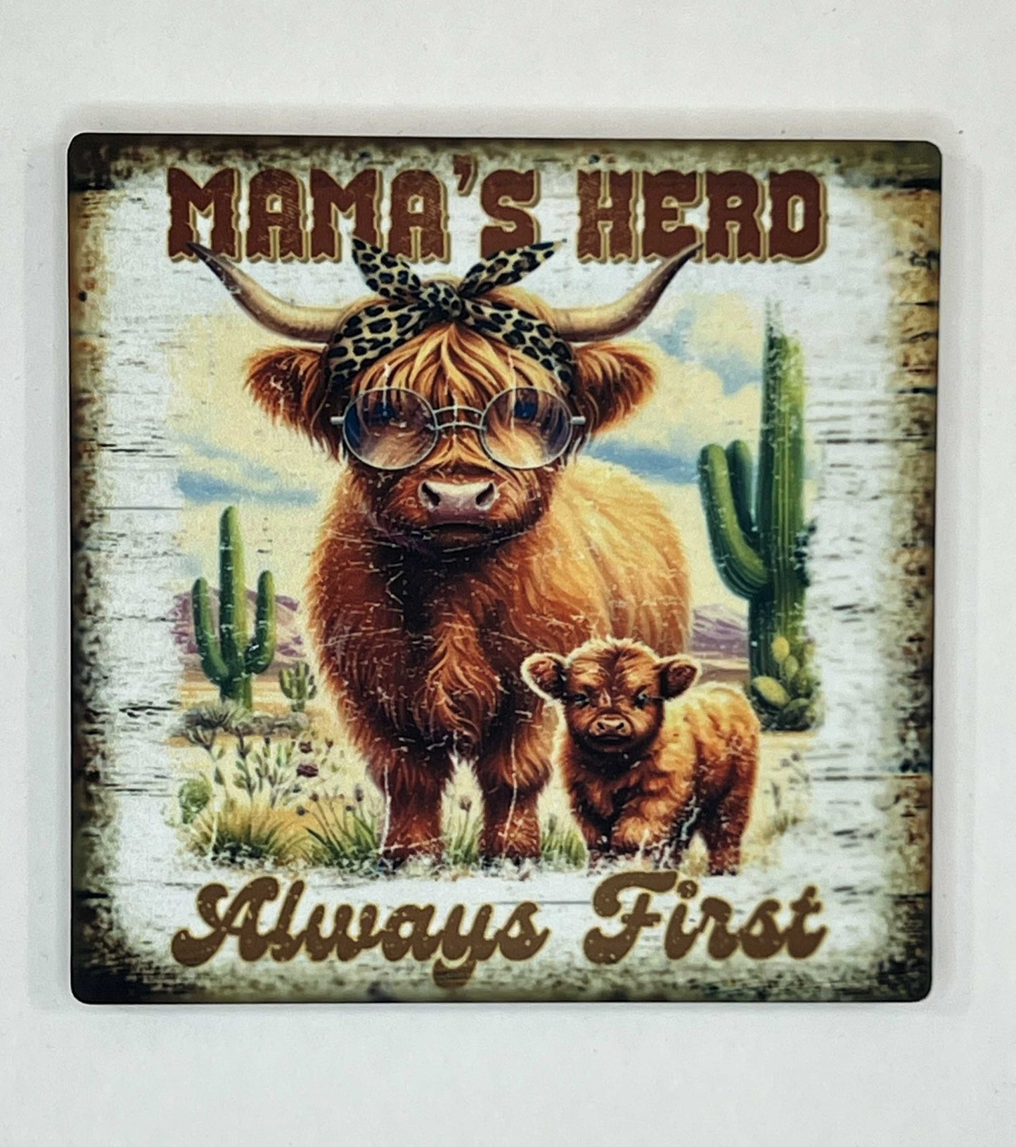 4" Square Ceramic Coaster - Rustic Theme