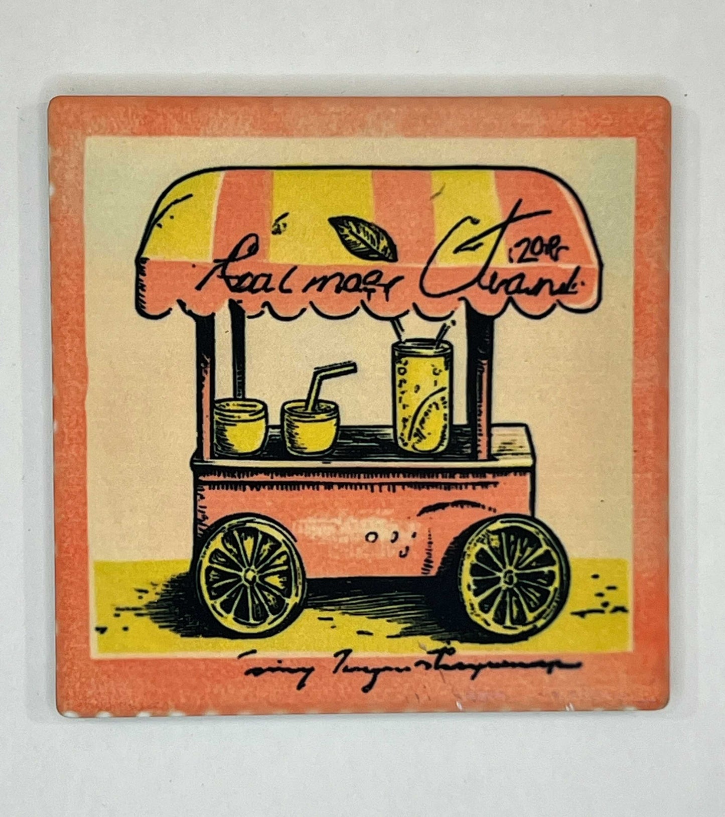 4" Square Ceramic Coaster - Retro Theme
