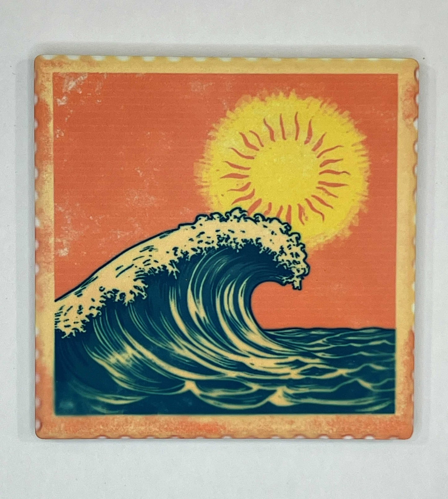 4" Square Ceramic Coaster - Retro Theme