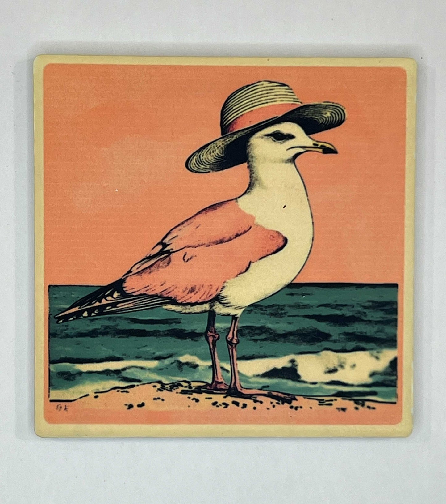 4" Square Ceramic Coaster - Retro Theme