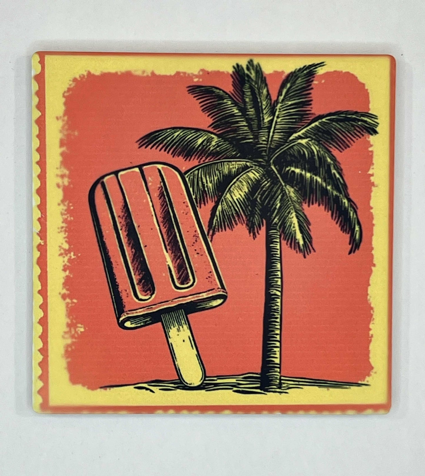 4" Square Ceramic Coaster - Retro Theme
