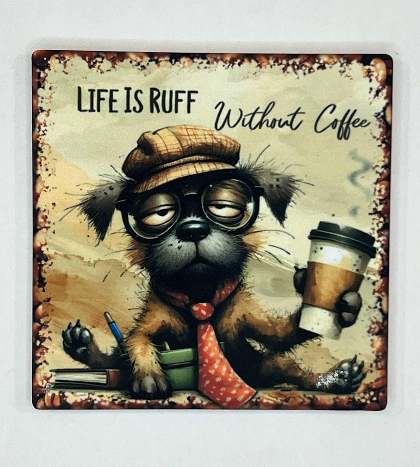 4" Square Ceramic Coaster - Drink Theme