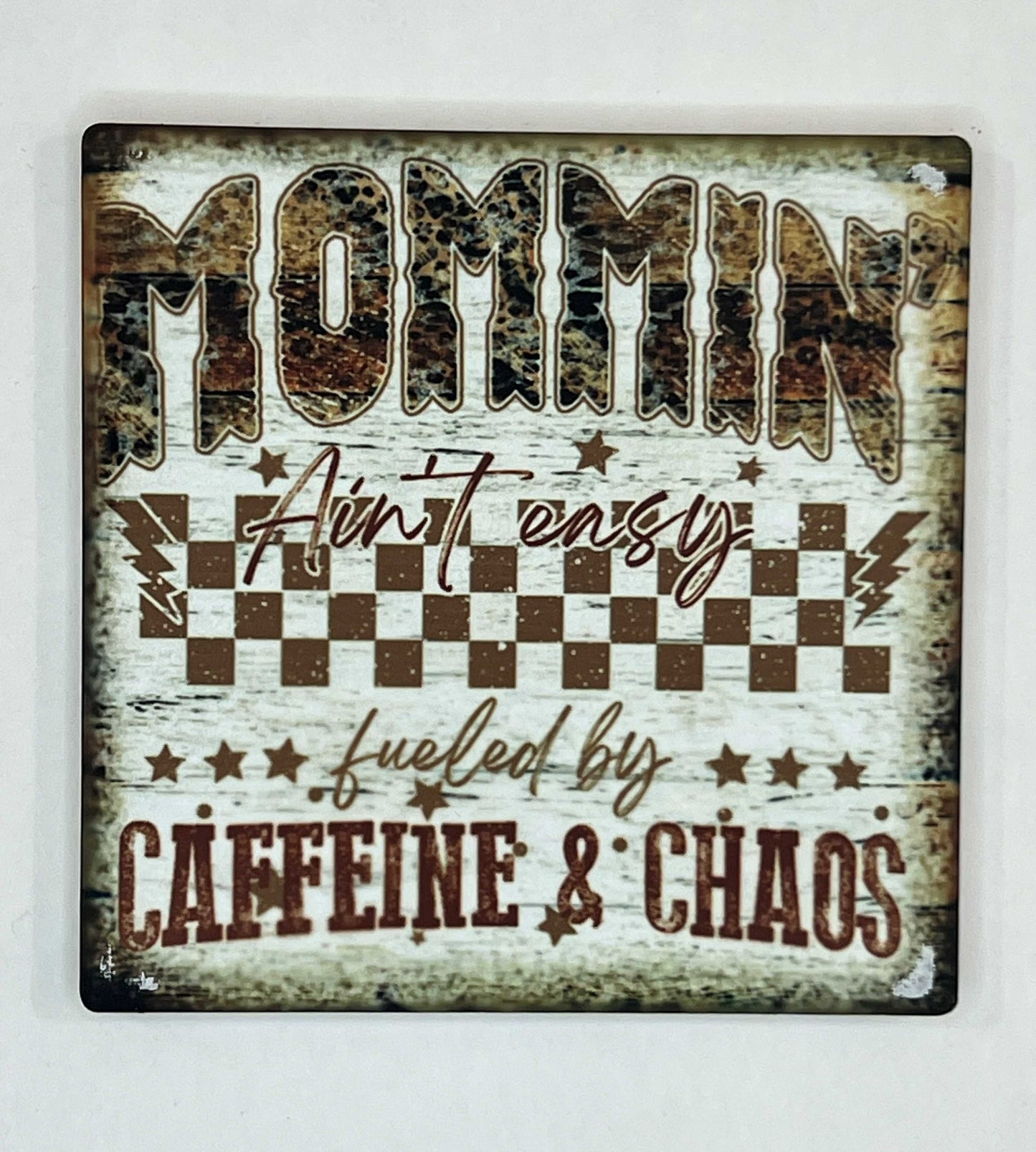 4" Square Ceramic Coaster - Rustic Theme