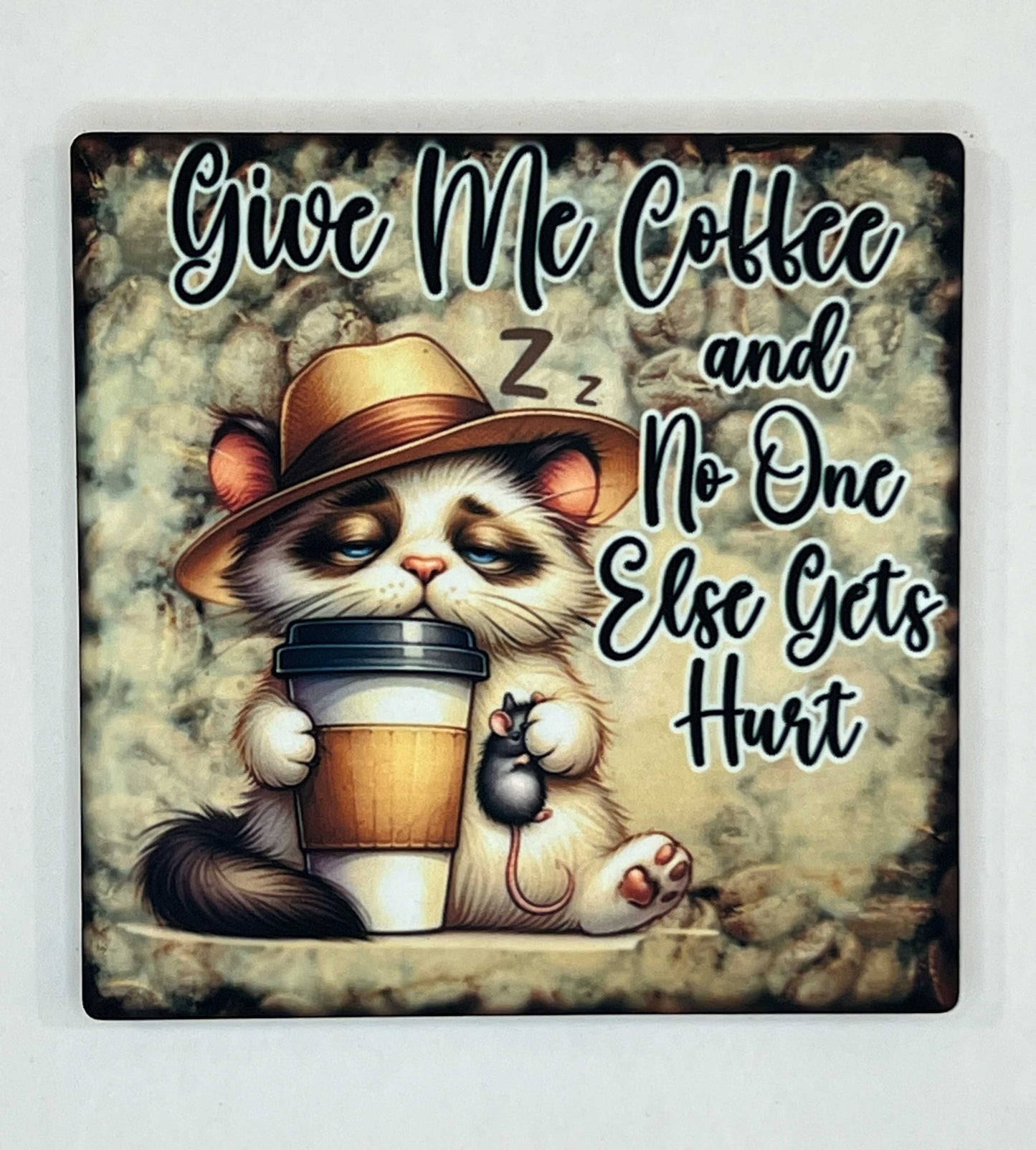 4" Square Ceramic Coaster - Drink Theme