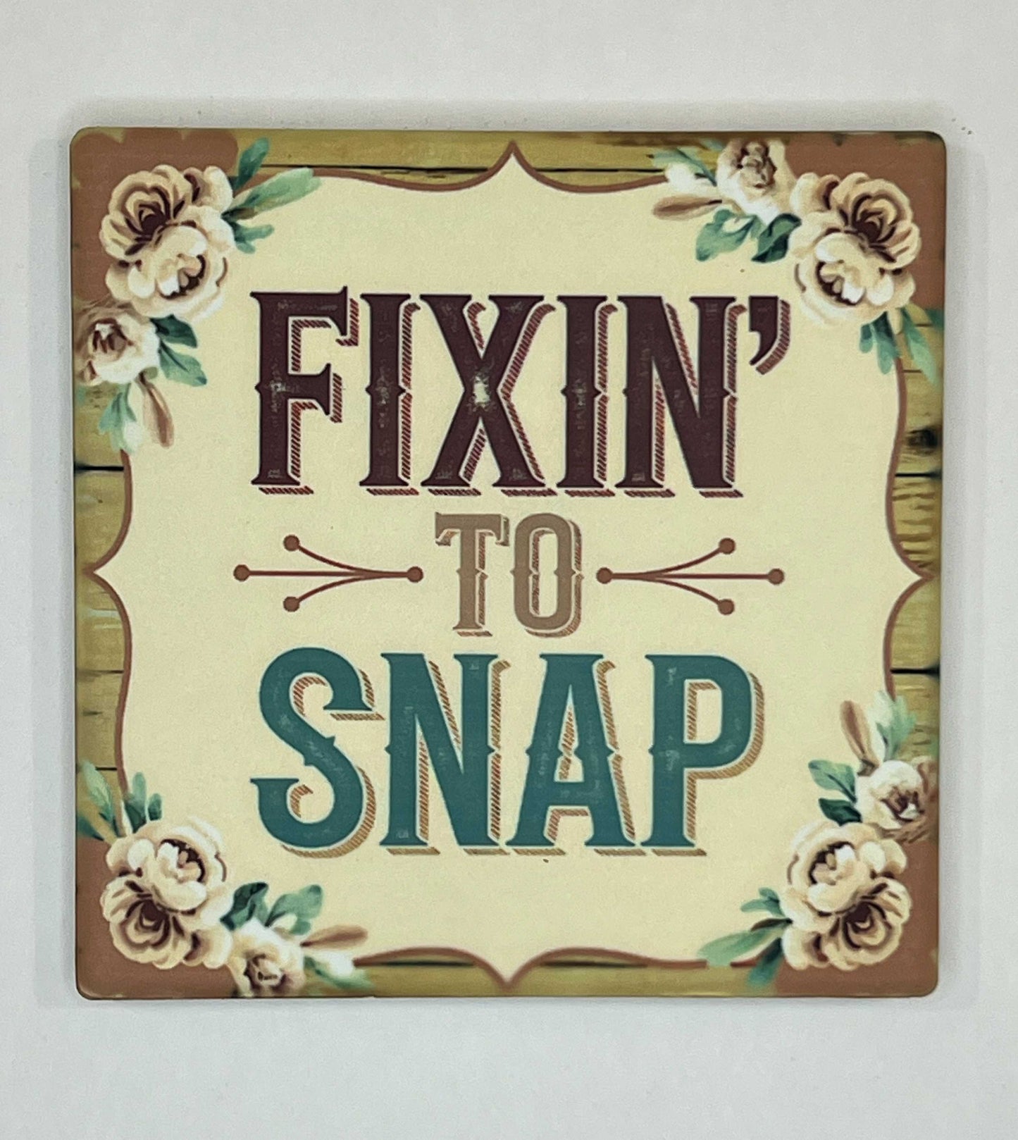 4" Square Ceramic Coaster - Rustic Theme