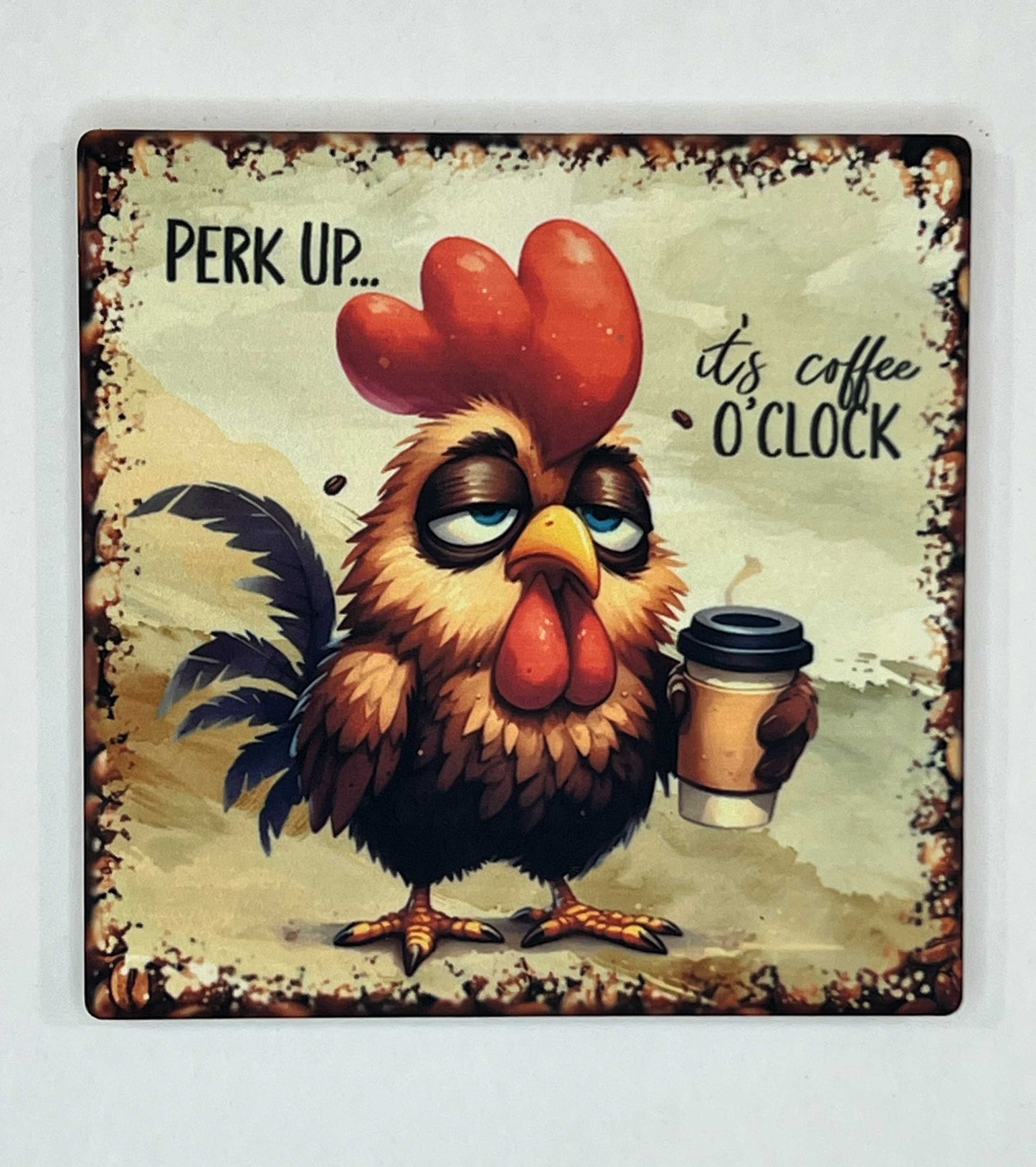 4" Square Ceramic Coaster - Drink Theme