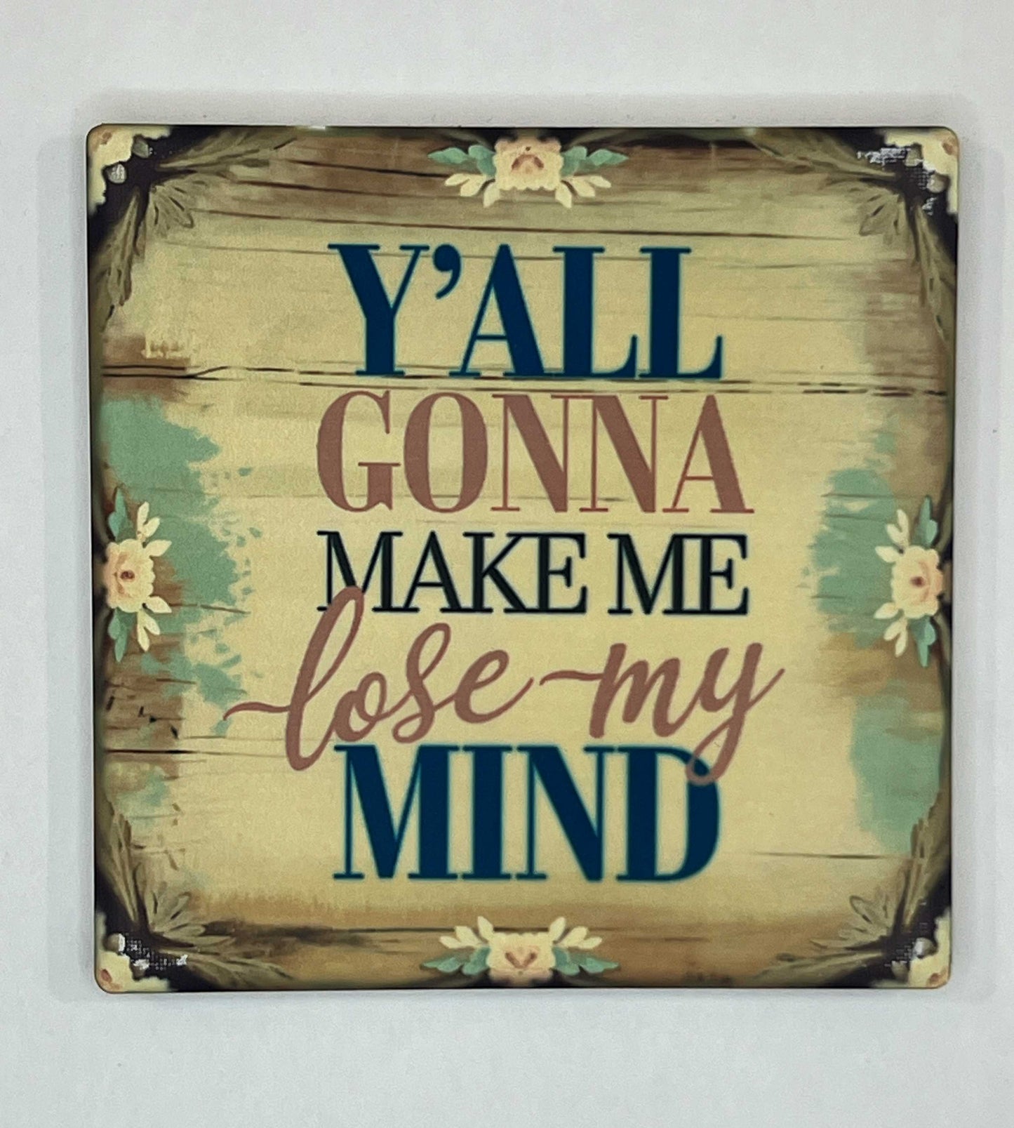 4" Square Ceramic Coaster - Rustic Theme