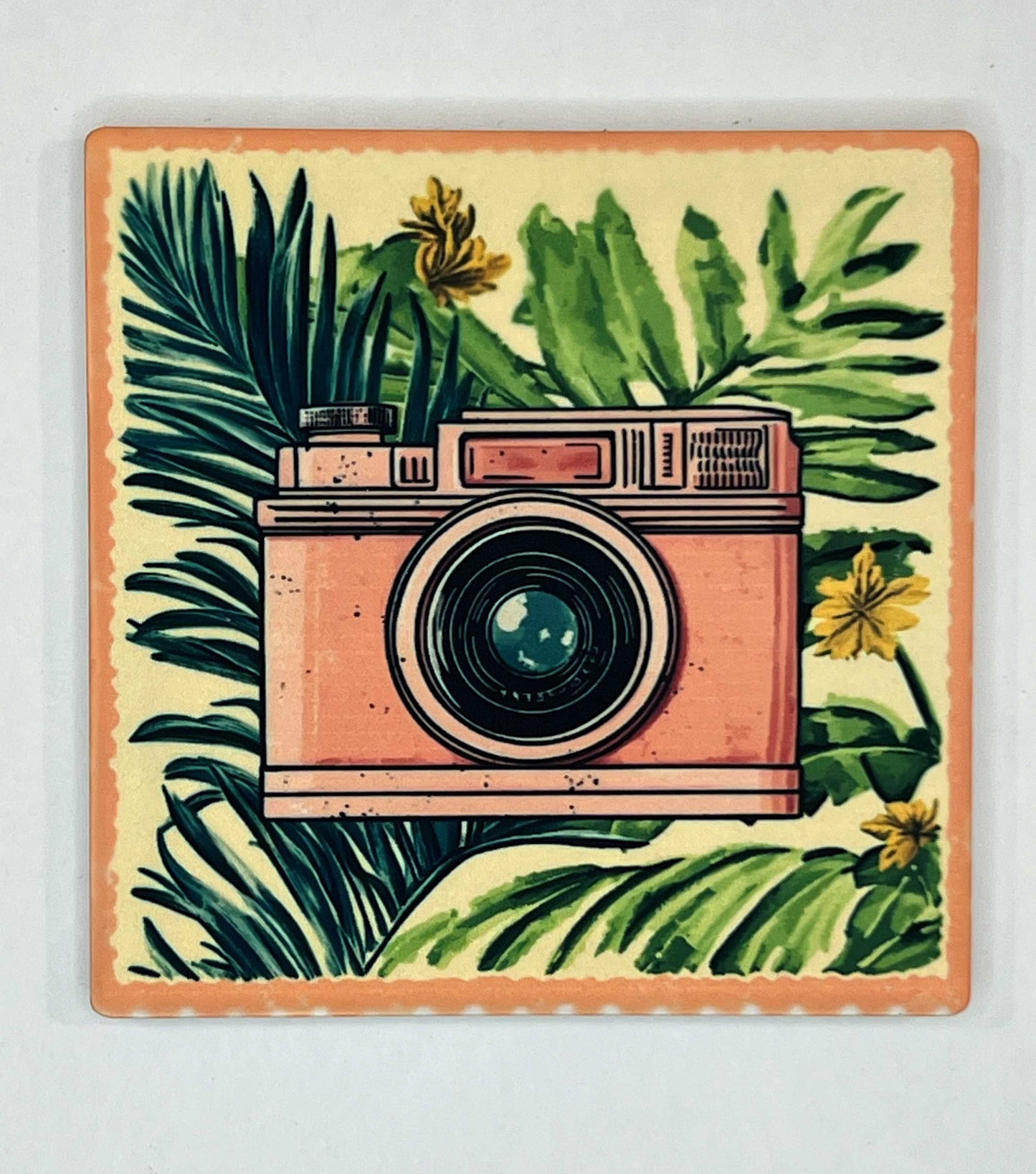 4" Square Ceramic Coaster - Retro Theme