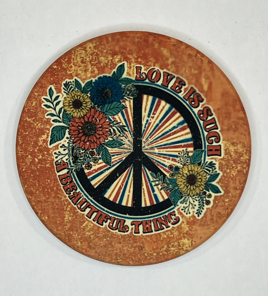 4" Round Ceramic Coaster - Boho Theme