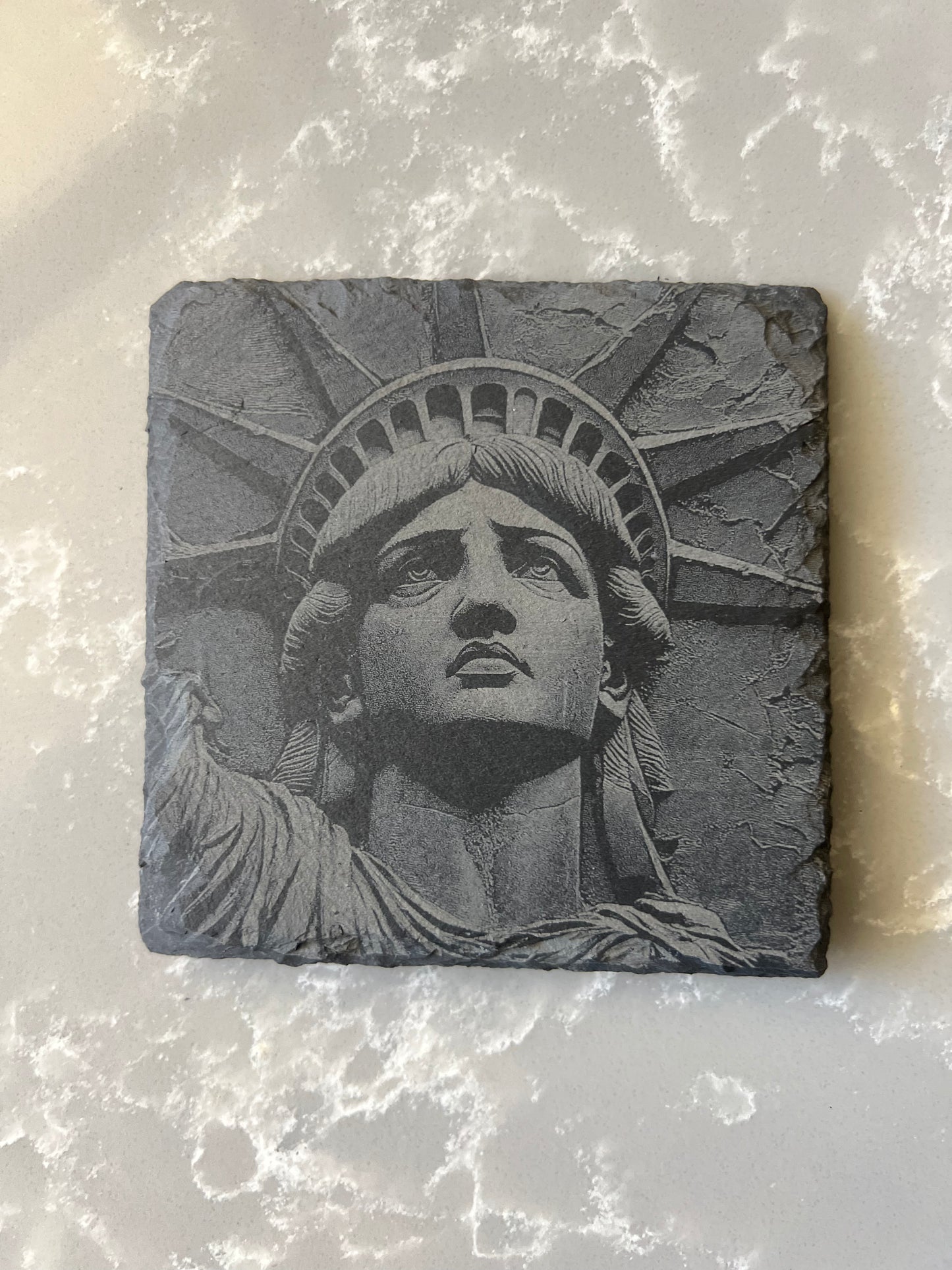 Square Slate Coaster "Statue of Liberty"