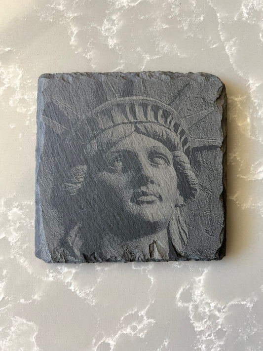 Square Slate Coaster "Statue of Liberty"