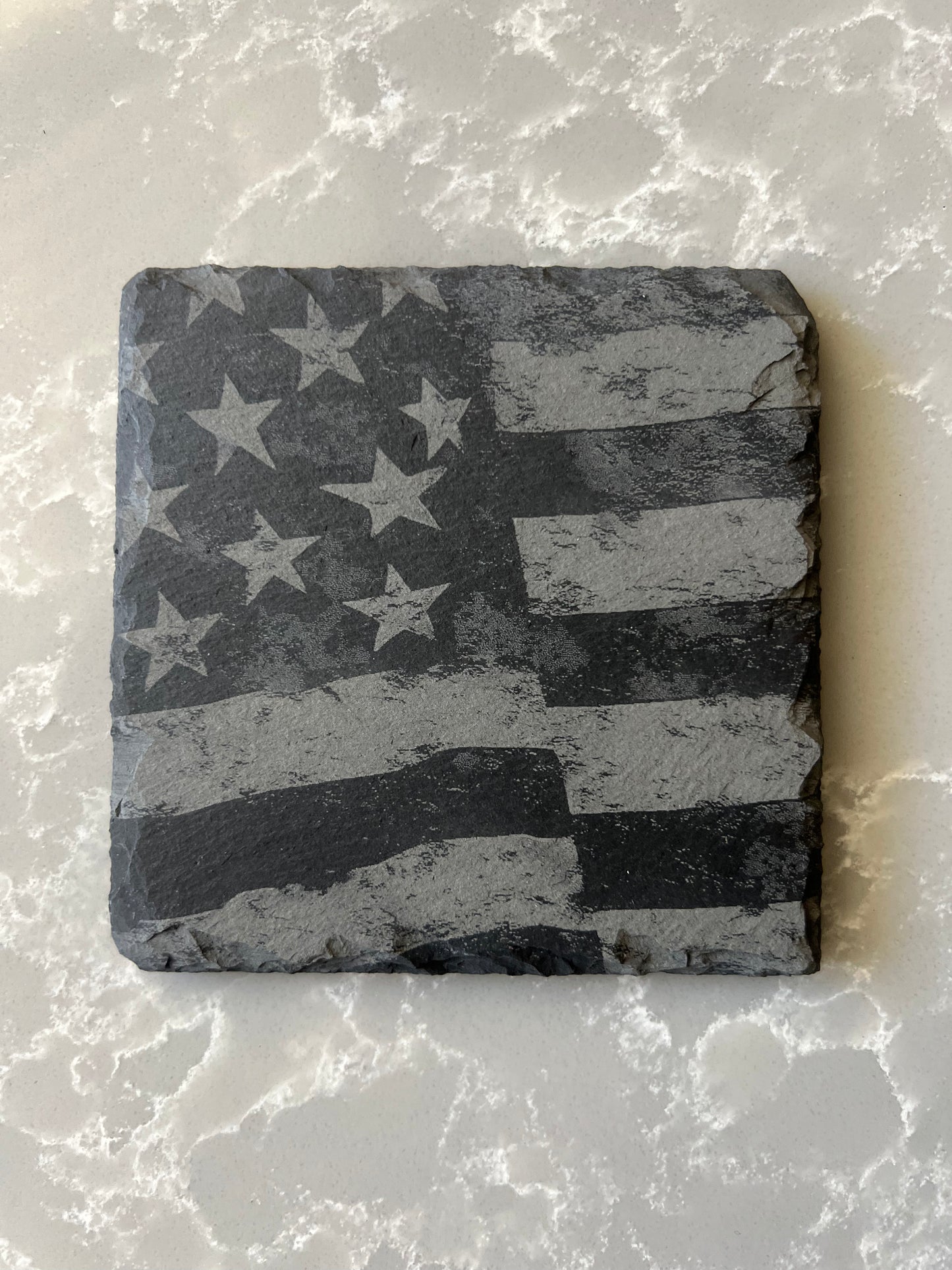 Square Slate Coaster "American Flag"