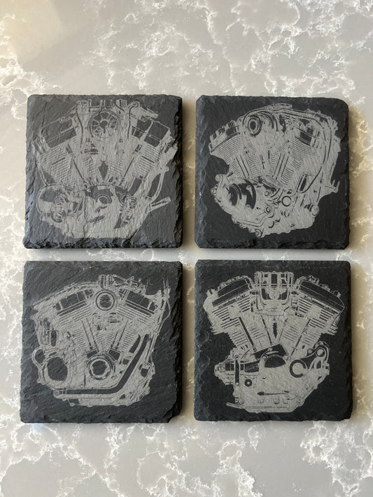 Square Slate Coaster "Motors & Gears"
