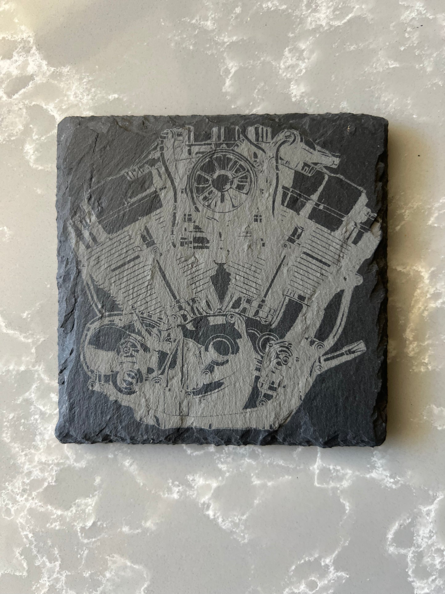Square Slate Coaster "Motors & Gears"