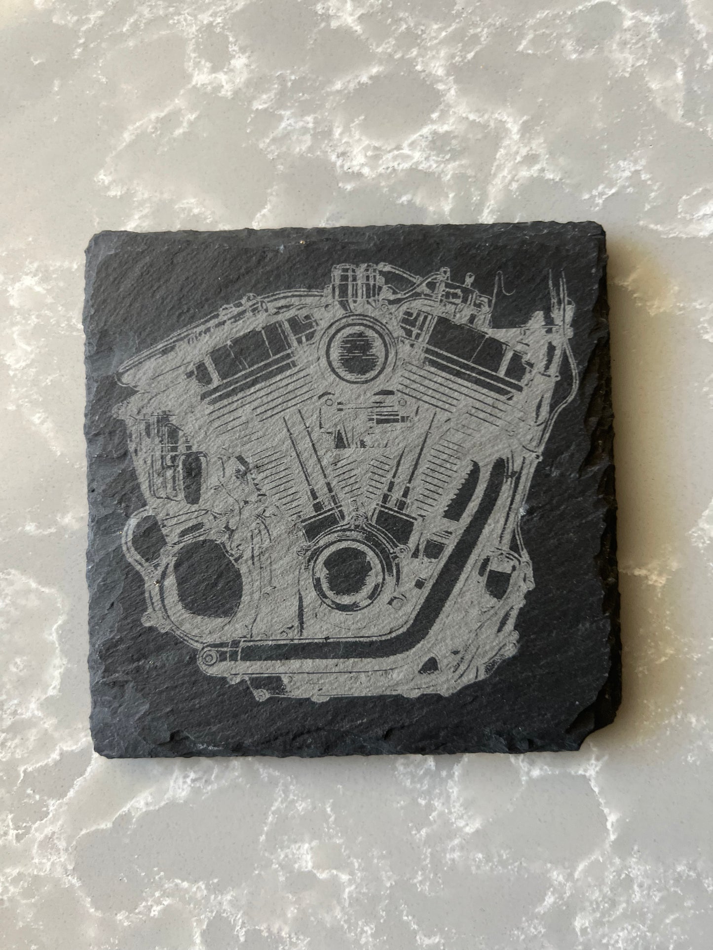 Square Slate Coaster "Motors & Gears"