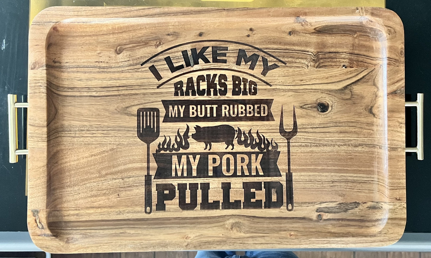 Acacia Wooden Serving Tray - Butt Rubbed