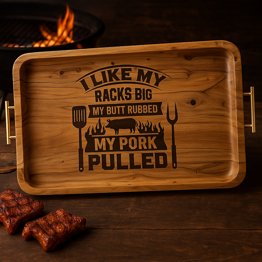Acacia Wooden Serving Tray - Butt Rubbed