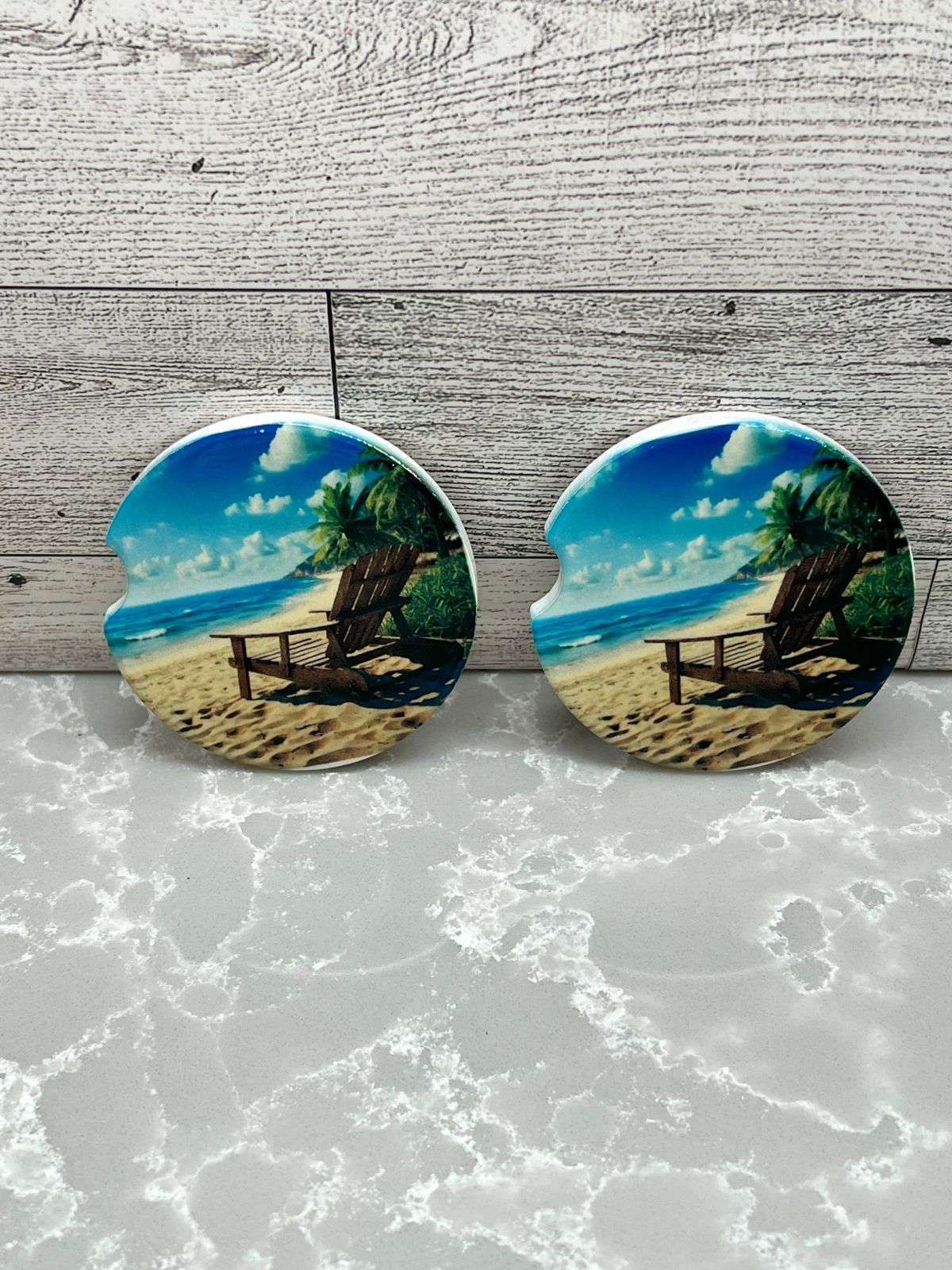 Ceramic Car Coaster "Beach Chair"