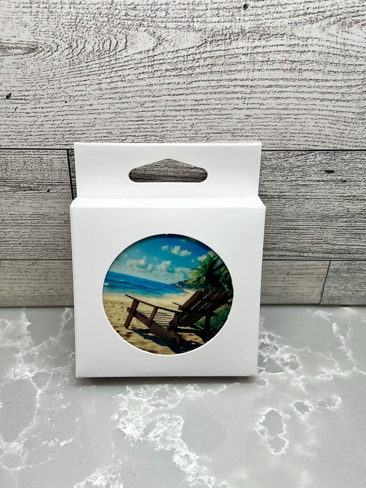 Ceramic Car Coaster "Beach Chair"