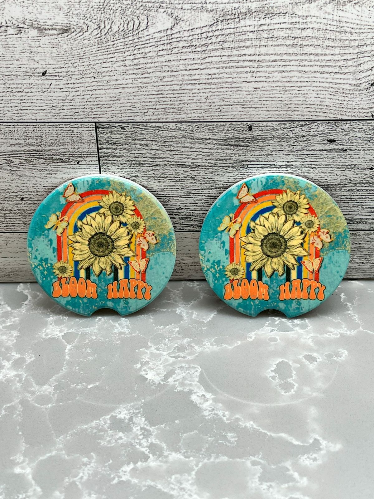 Ceramic BOHO Car Coaster "Bloom Happy"
