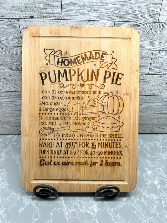 Bamboo Cutting Board - Pumpkin Pie Recipe